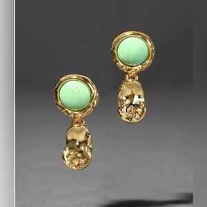 ALEXIS BITTAR • Brut Mojave Green Turquoise Gold Coin Drop
Post Earrings